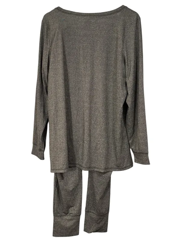 NWT Torrid Sleep Black Metallic Ribbed Long Sleeve Legging SET Size 2X - Image 5