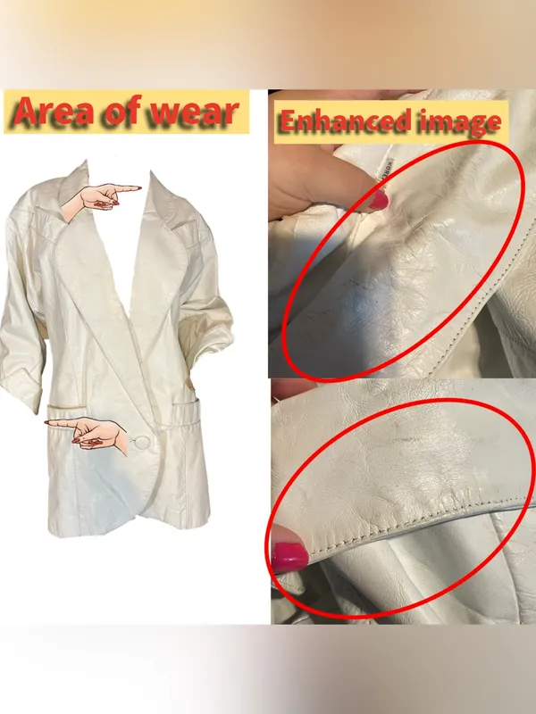 Wilson's Leather VINTAGE 1980'S WHITE LEATHER OVER-SIZED JACKET (S) - Image 11