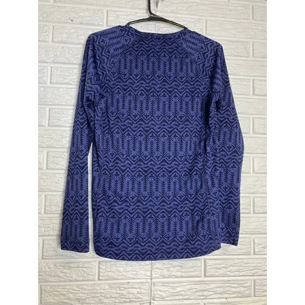 Patagonia‎ Capilene Midweight Top Womens M Blue Excellent Fair Isle Baselayer - Image 5