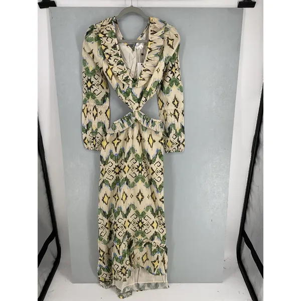 Allison New York Womens Everly Maxi Dress Green Ikat Cutout Small - Image 2