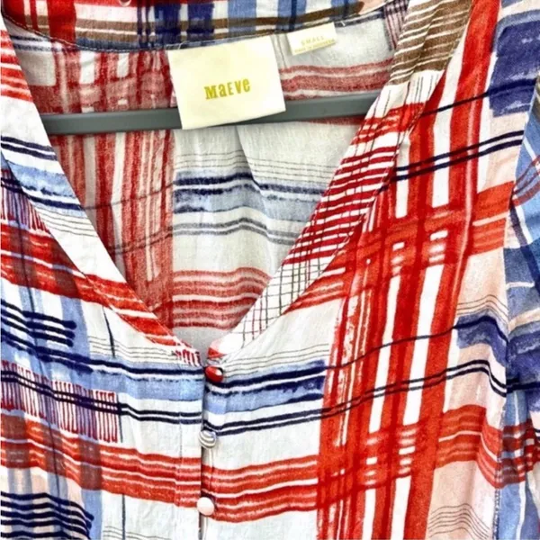 Anthropologie Maeve Lila Red White and Blue‎ Blouse Size S Small - Image 4
