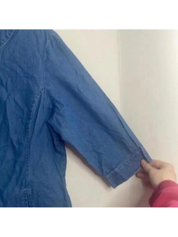 Blair 100% cotton denim chambray button up top blouse - Image 8