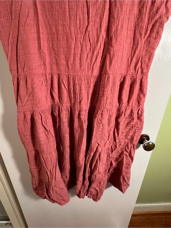 Knox Rose Women’s Sz Medium Mini Dress Pink Gauzy Flutter Sleeve Crewneck Tiered - Image 9