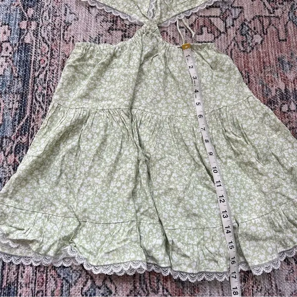 Sky to Moon Lexington Cut Out Mini Dress in Light Green Floral Size Medium - Image 5