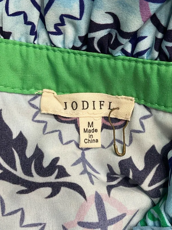 NWOT Jodifl “Blue Mix” Whimsy Floral Midi Dress Lined with Pockets Size Medium - Image 4