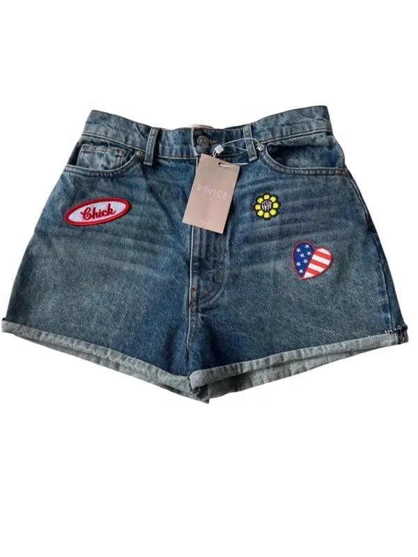 Revice Denim Flower Child Patchwork Shorts - Image 4