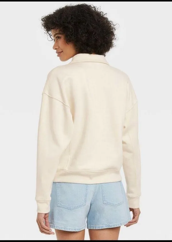 French Terry Quarter Zip Sweatshirt Size M - Image 3