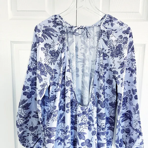 Hill House The Simone Crepe Dress in Lilac Tonal Floral Open Back Dress - Image 10