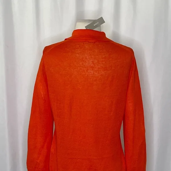 NWT!! J. CREW Collared Button-Up Sweater Cardigan Linen Poppy Orange Red Small - Image 10