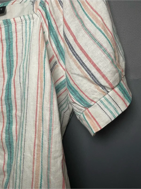 Linen Blouse Size 14 ~ Puffy Sleeve Top - Image 4
