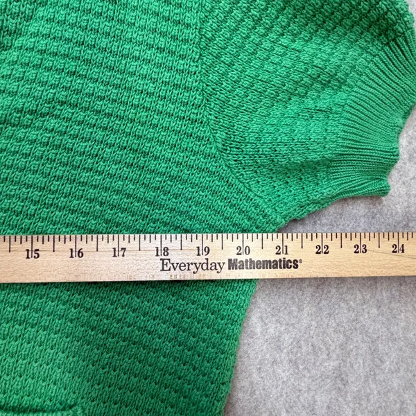 Womens Y2K Medium Green Retro Grandmacore Short Sleeve Preppy‎ Cardigan Sweater - Image 4