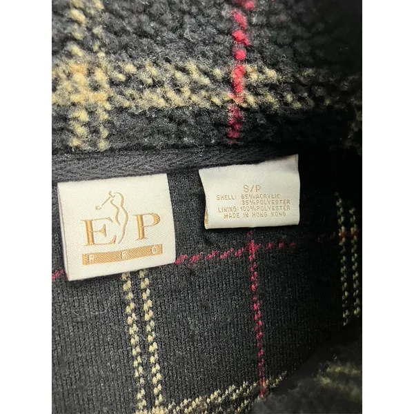 EP Pro Women Plaid Fleece Sherpa‎ Jacket Full Zip Black Red Tan Size S/P Golf - Image 2