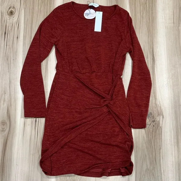 NEW Gilli Maroon Long Sleeve Twist Wrap Dress Women’s Medium - Image 2