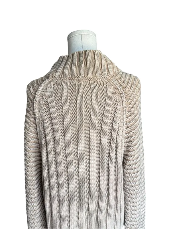 Free People - Sweetheart Mock Neck Chunky Cable Knit Sweater Sand Castle Sz M - Image 6