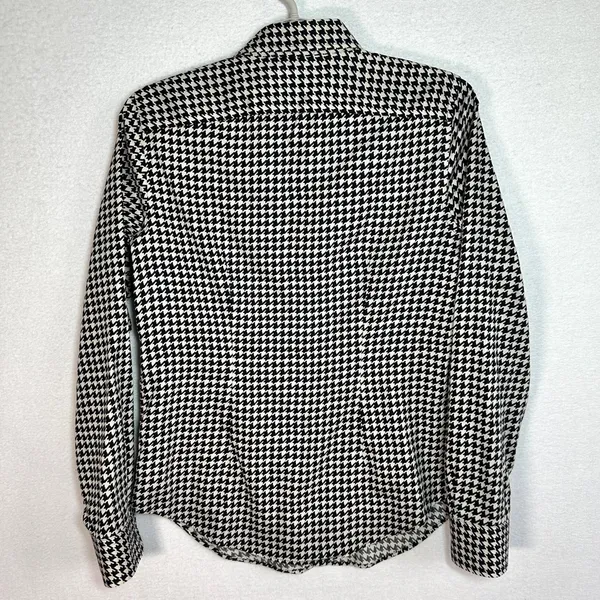 Lauren Ralph Lauren Houndstooth Top S Black Ivory Cotton Non Iron Button Up - Image 4