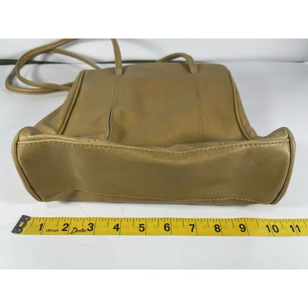 Nine West Vintage Shoulder Bag Tote Purse Tan Faux Leather Y2K Medium Double Str - Image 6