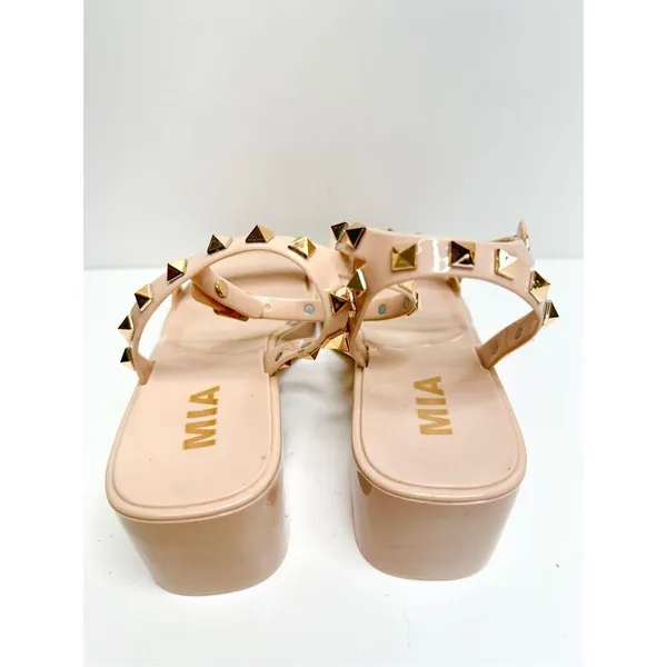 MIA Sandals Womens Size 6 Pink Studded Chunky‎ Heel Y2K - Image 6