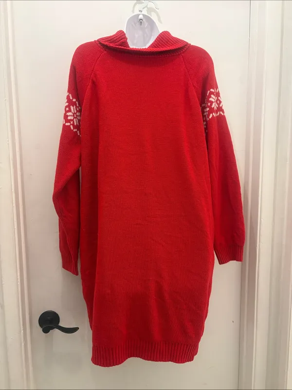 Red Long-Sleeve Holiday Sweater Dress - 'Merry Christmas' XL - Image 6