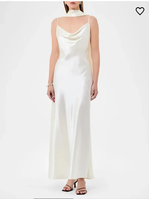 NICHOLAS Geneva Satin Draped Gown in Ivory Size 8 - Image 2
