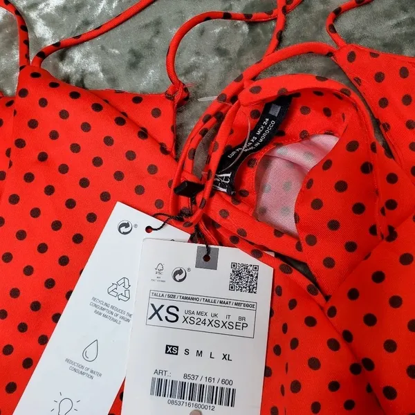 Zara Red Polka Dot Skater Dress‎ Open Back - Image 4