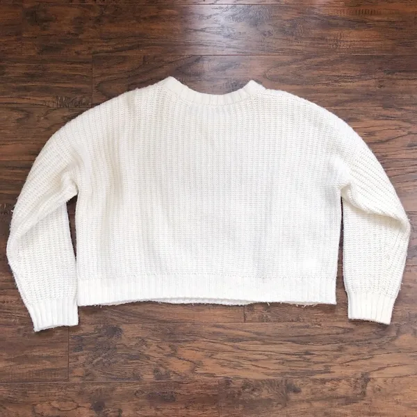 Madewell • Everett Rib-Play Pullover Sweater cream chunky cable knit alpaca - Image 8