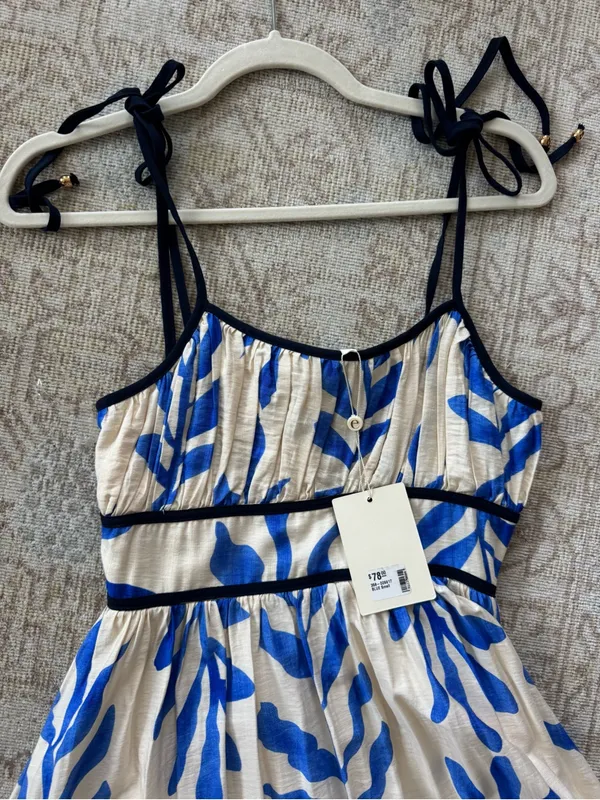 NWT Impeccable Pig Blue and White Leaf Print Maxi Dress - Image 3