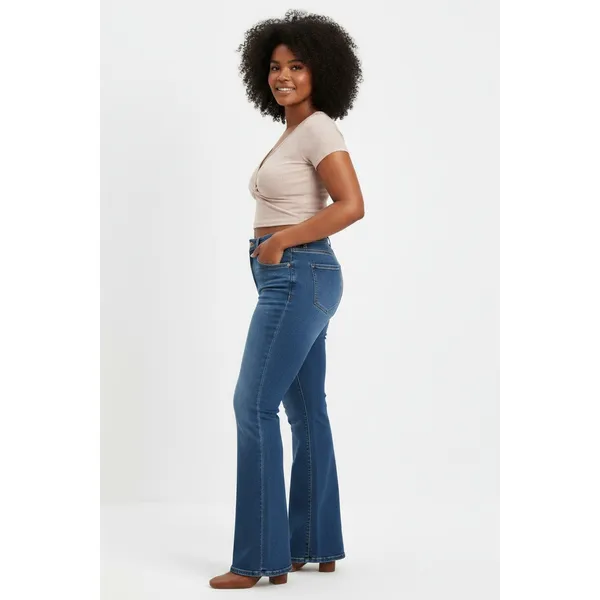 Levis 726 Womens Jeans 32x32 Medium Wash High Rise Flare Stretch Denim Blue - Image 7