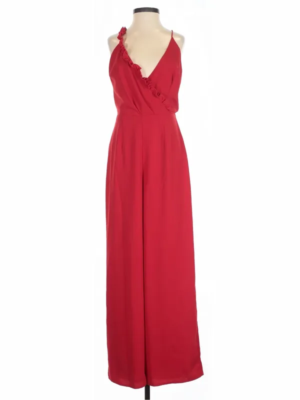 Keepsake The Label Cherry Red Forget You Ruffle Wide Leg Jumpsuit XS Party - Image 2