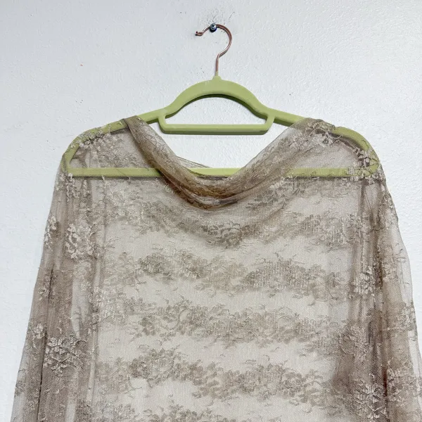 The Limited Beige Lace Sheer Long Sleeve Boatneck Top Sz XL - Image 3