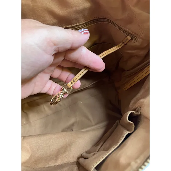 Fossil striped Sydney shopper Tote Bag Womens Large Tan Cream Striped Canvas - Image 8