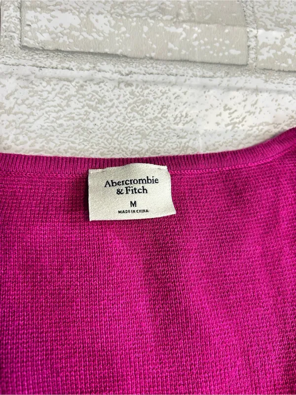 Abercrombie & Fitch Fitted Square- Neck Ribbed Sweater - Bright Pink - Image 4