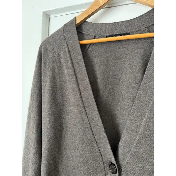 Banana Republic Wool Womens Taupe Brown V-Neck Button Front Pocket Cardigan - Image 7
