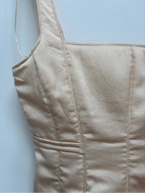Zara Padded Corset Bustier Structured Satin tank top S neutral / beige S - Image 5