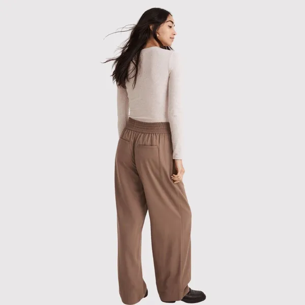 Madewell Womens Pants Brown Drapeweave Carley Wide Leg High Rise Pull On Large - Image 3