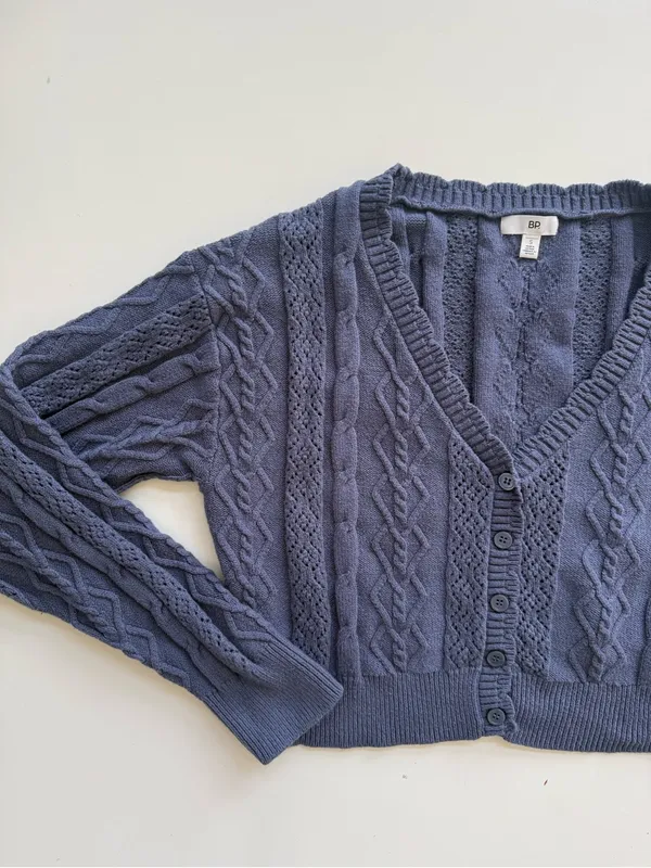 BP Cable Knit Cardigan Blue Size Small - Image 2