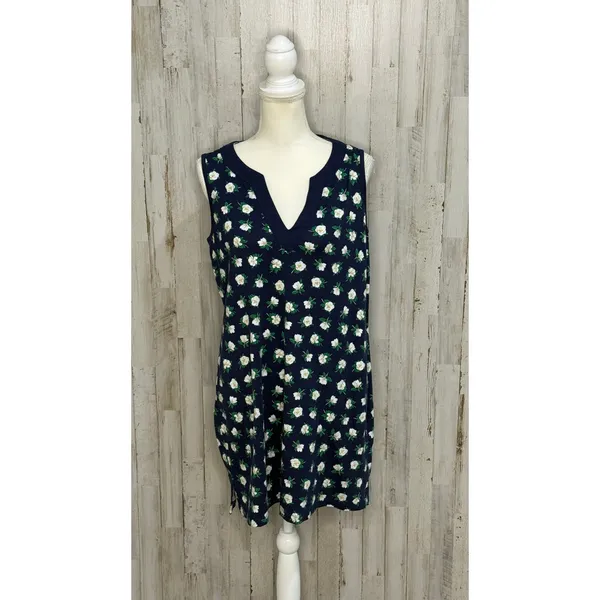 Draper James x Lands' End‎ Blue Floral Shift Dress Petites Size Medium - Image 2