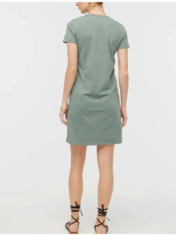 J. Crew Factory Women’s Size Medium Short Sleeve T-Shirt Dress Green Crewneck - Image 2