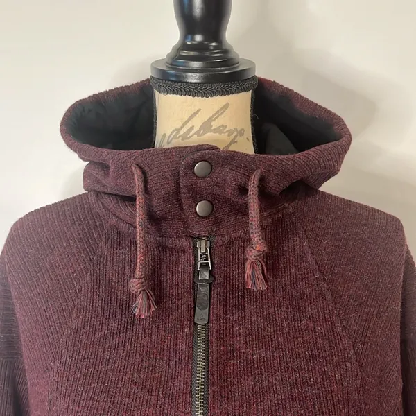 prAna Hartlie wool blend pullover half zip jacket mulled wine M - Image 3