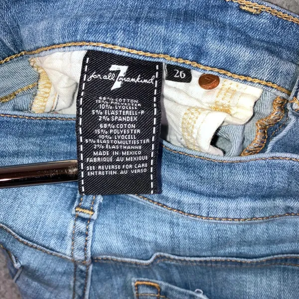 7 For All Mankind Skinny Jeans Women 26 Medium Wash Whiskered Stretch‎ Denim - Image 3
