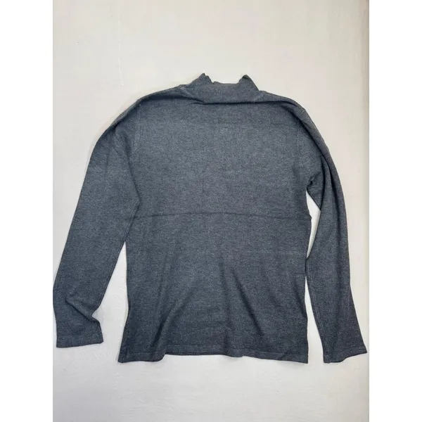 T Tahari Womens Mock Neck Sweater Top Size S Dark Grey Soft Knit Metallic Logo - Image 3