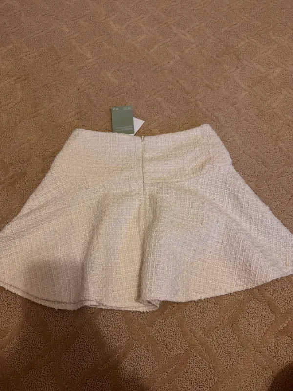 H&M Cream Tweed Skater Skirt - Image 2