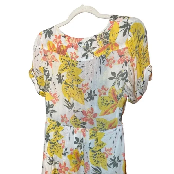 Free People Part Time Lover Floral Tie Front Mini‎ Dress Sz 4 yellow gray - Image 8