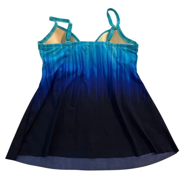 Miraclesuit Size US 8 Belle Trois Marra Tankini Top Gradient Blue Front Twist - Image 2