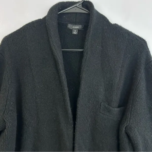 J. Crew Black Cocoon Wool & Alpaca Blend Blazer Sweater Cardigan Size Small - Image 4