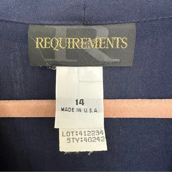 Vintage Requirements Blazer Womens Size 14 One‎ Button Classic Blue Lightweight - Image 4