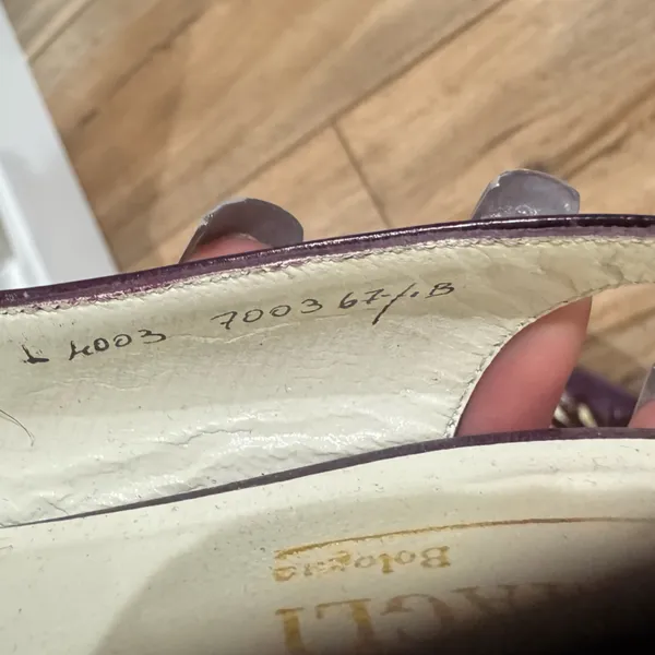 BRUNO MAGLI VINTAGE Italian Leather Designer Purple Slingback Kitten Heels | 7.5 - Image 4