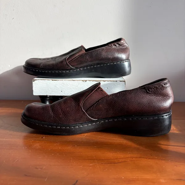CC Hughes Womens Brown Leather Slip On Wedge Loafers Comfort Shoes Size‎ 7.5 - Image 2