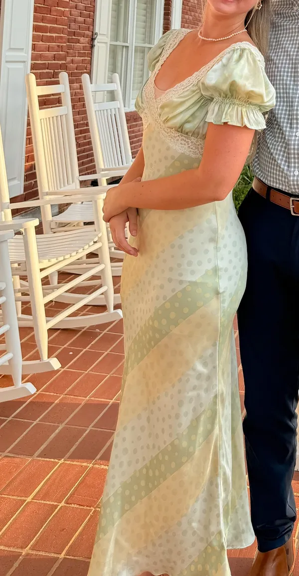 Silk Midi Dress Green - Image 3