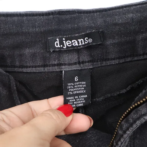 d.jeans Womens Black Skinny High Rise Stretch Denim Pants Size 6 RN 55356 - Image 2