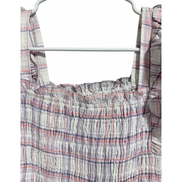 English Factory Plaid Midi Dress W/Ruffles White/Purple Women's Size‎ Small - Image 7